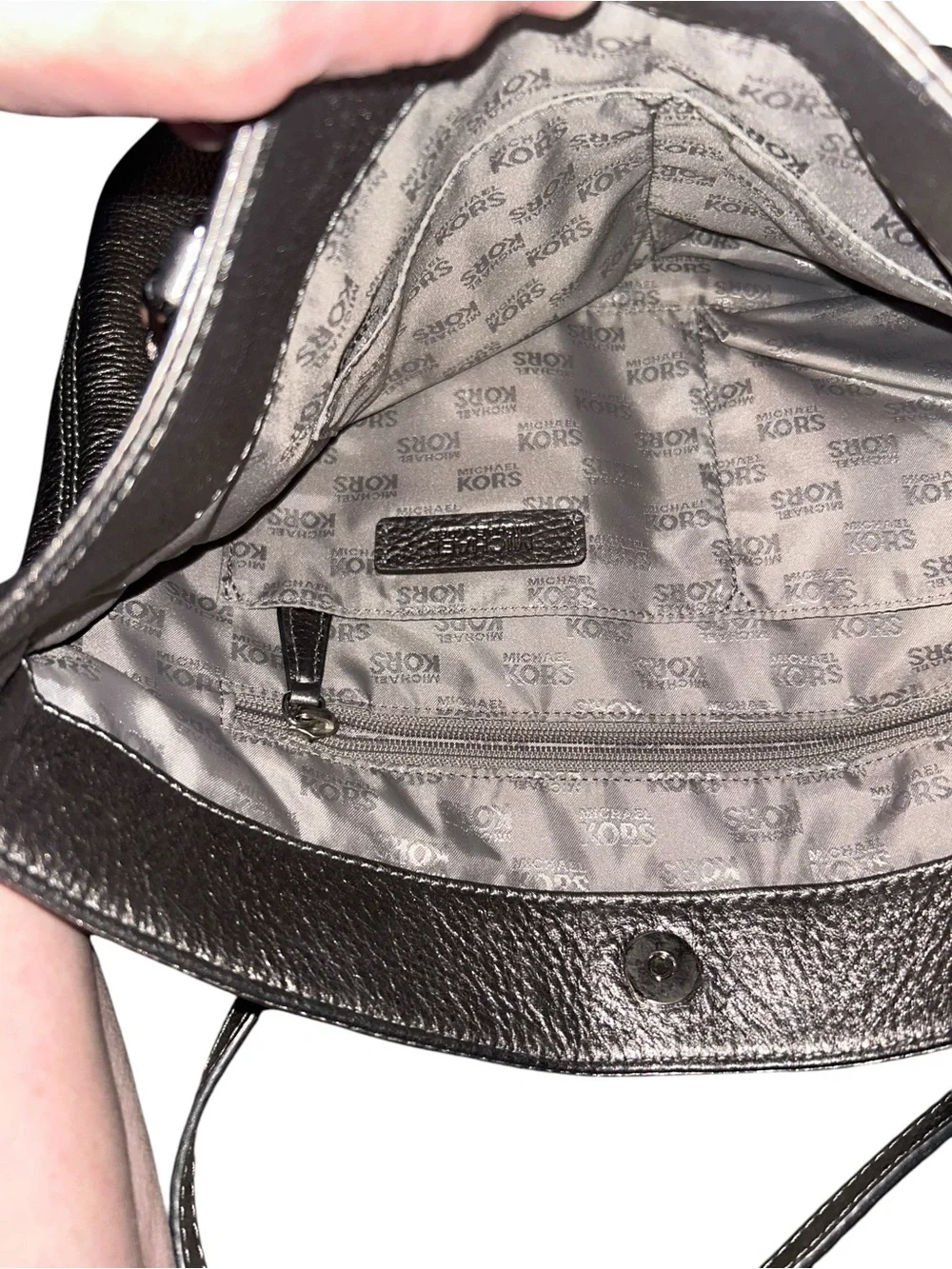 Michael Kors Gunmetal Leather Chain-Handle Tote - Picture 4 of 4